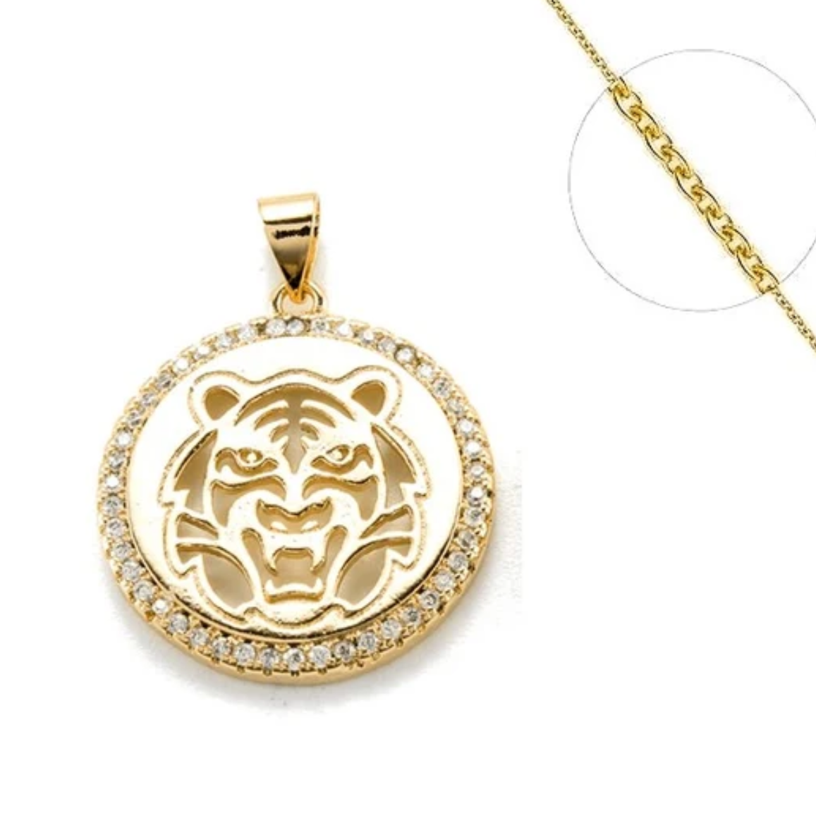 Collier lion plaqué or