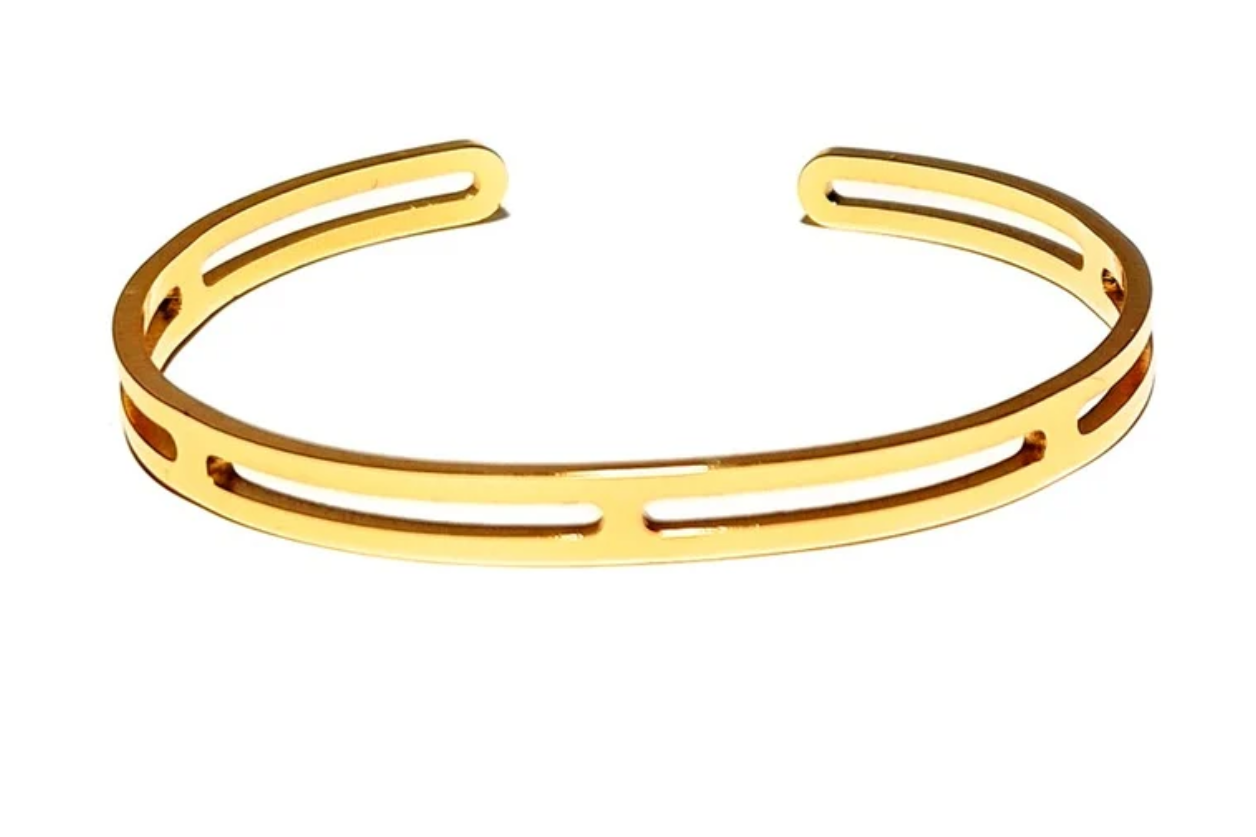 Bracelet pour femme - jonc double rang plaqué or