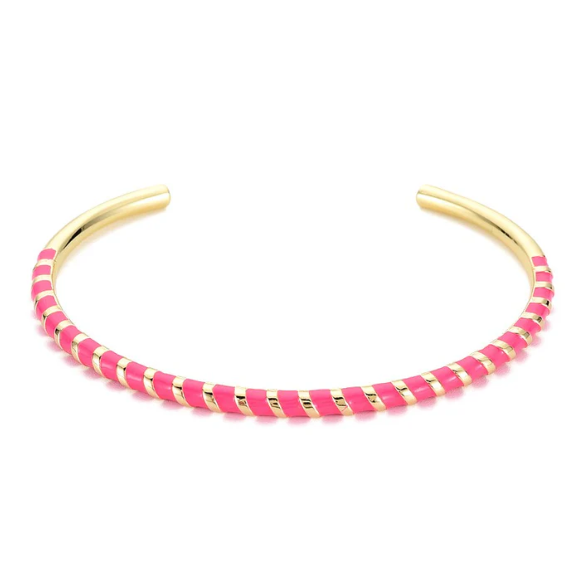 Bracelet pour manchette émail rose plaqué or