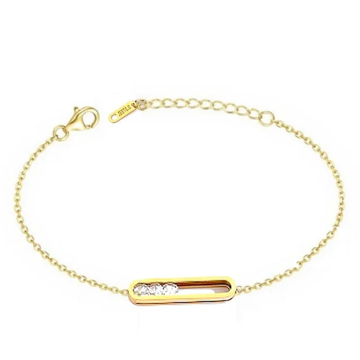 Bracelet ligné de zirconiums plaqué or