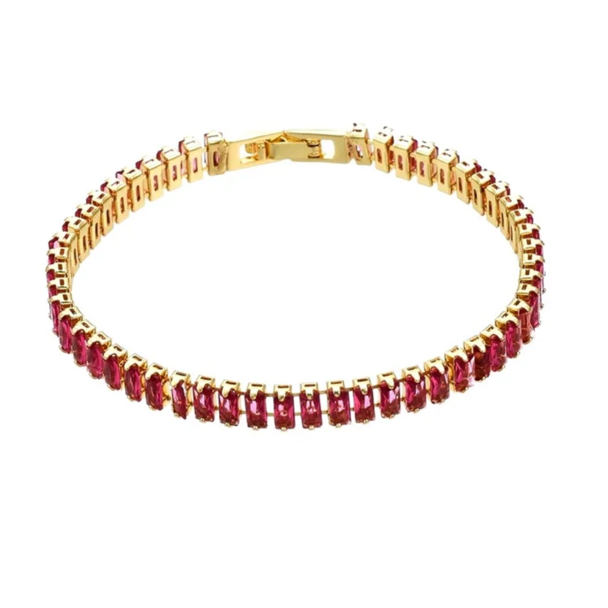 Bracelet souple or diamant CZ rouge plaqué or