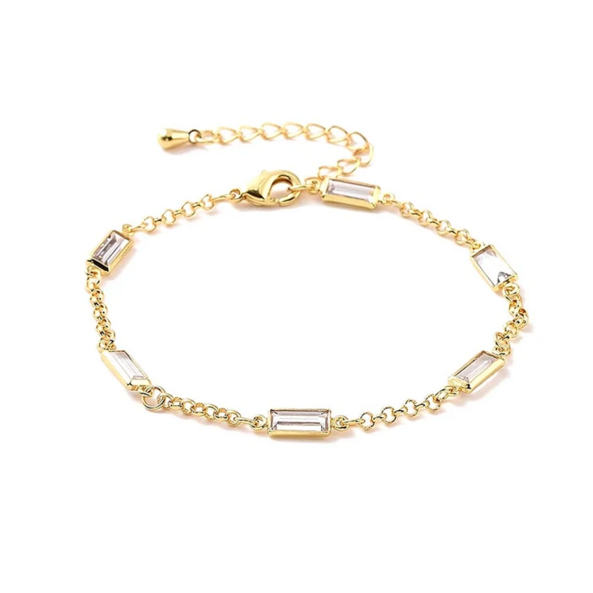 Bracelet souple rectangles roses/blanc/vert plaqué or