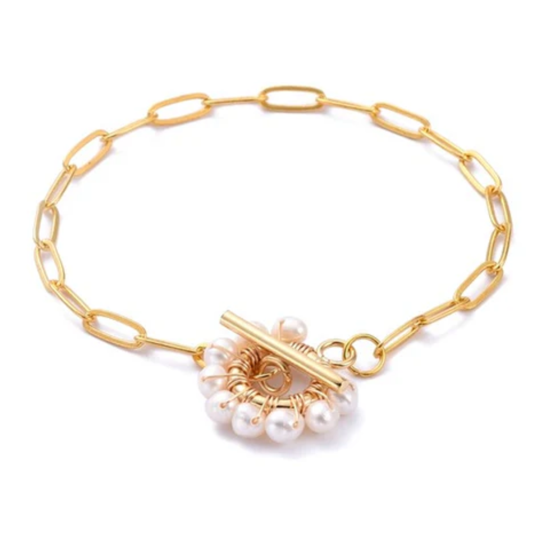 Bracelet souple trombone plaqué or