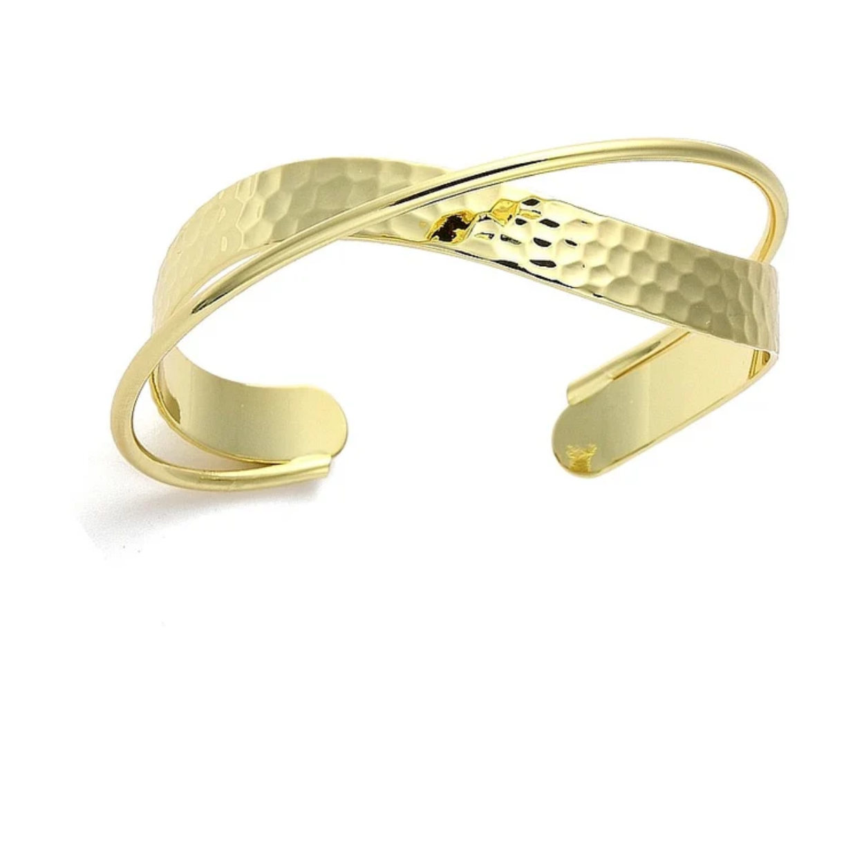 Bracelet manchette double rangs plaqué or