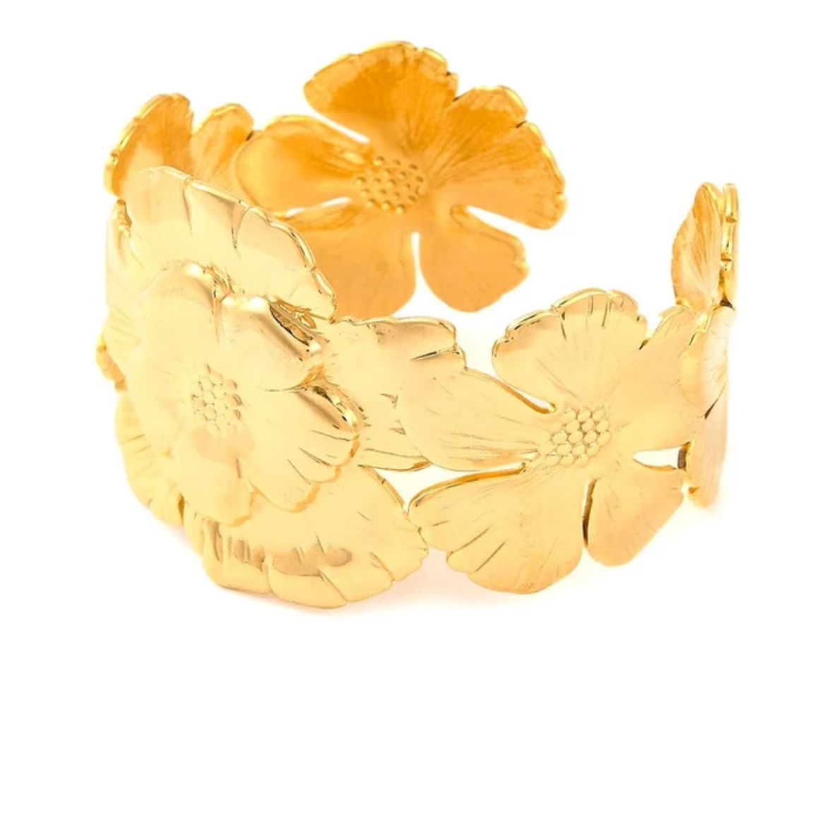 Bracelet manchette ouverte double rangs croisés doré effet martelé