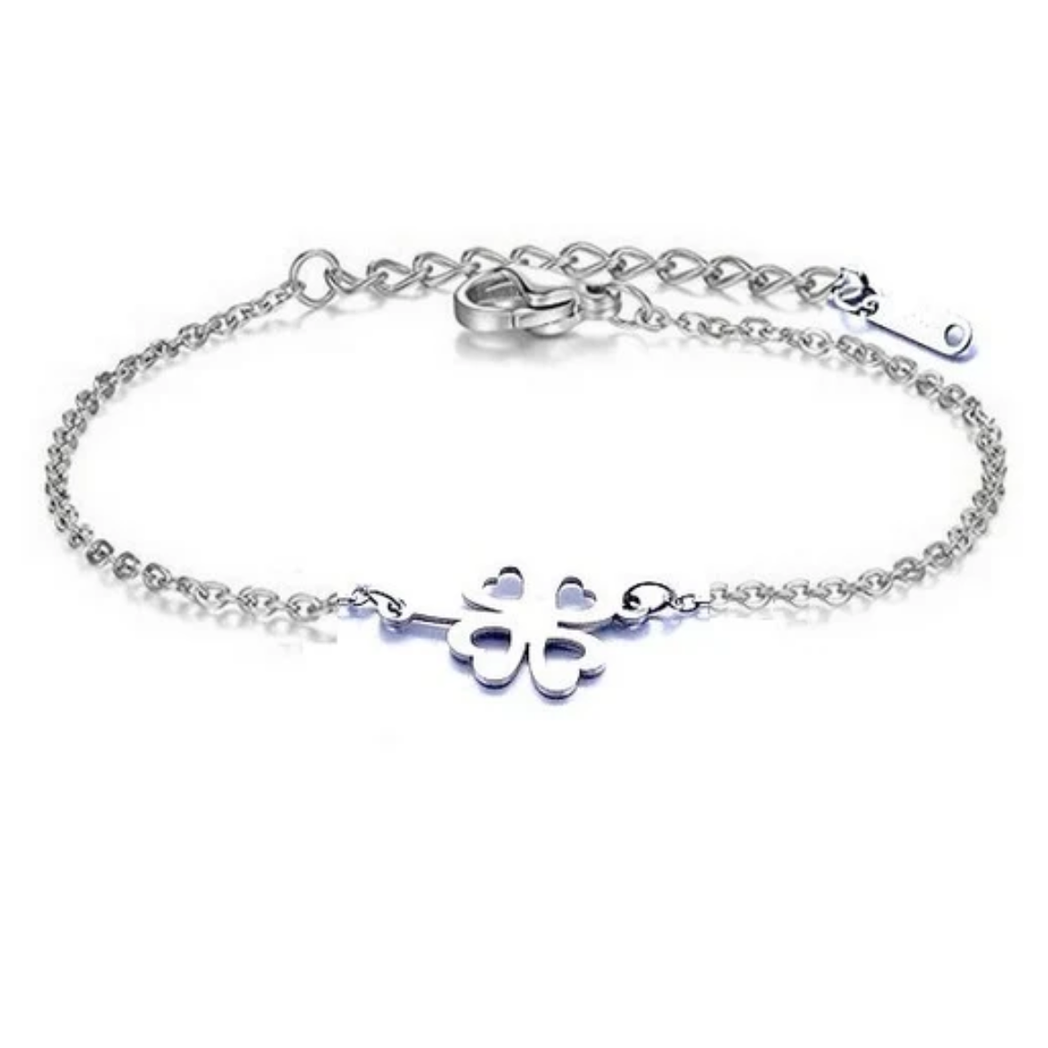 Bracelet trèfle porte-bonheur acier inoxydable
