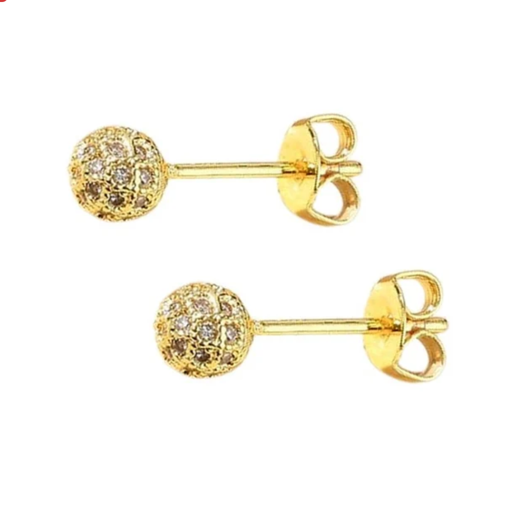 Boucles d'oreilles boule zirconiums sertis