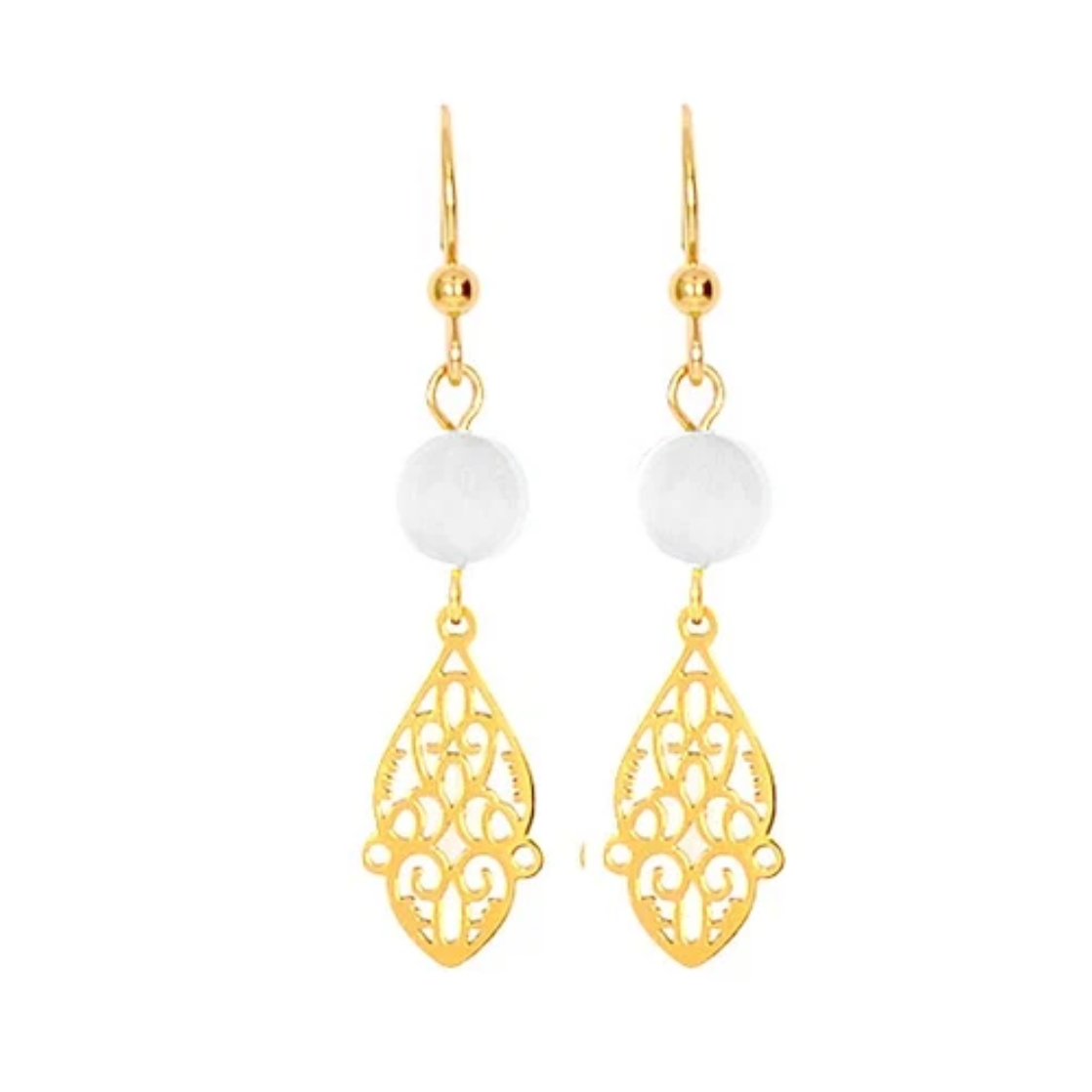 Boucles d'oreilles Oriental Filigrane – Pierre Naturelle plaqué or plusieurs coloris