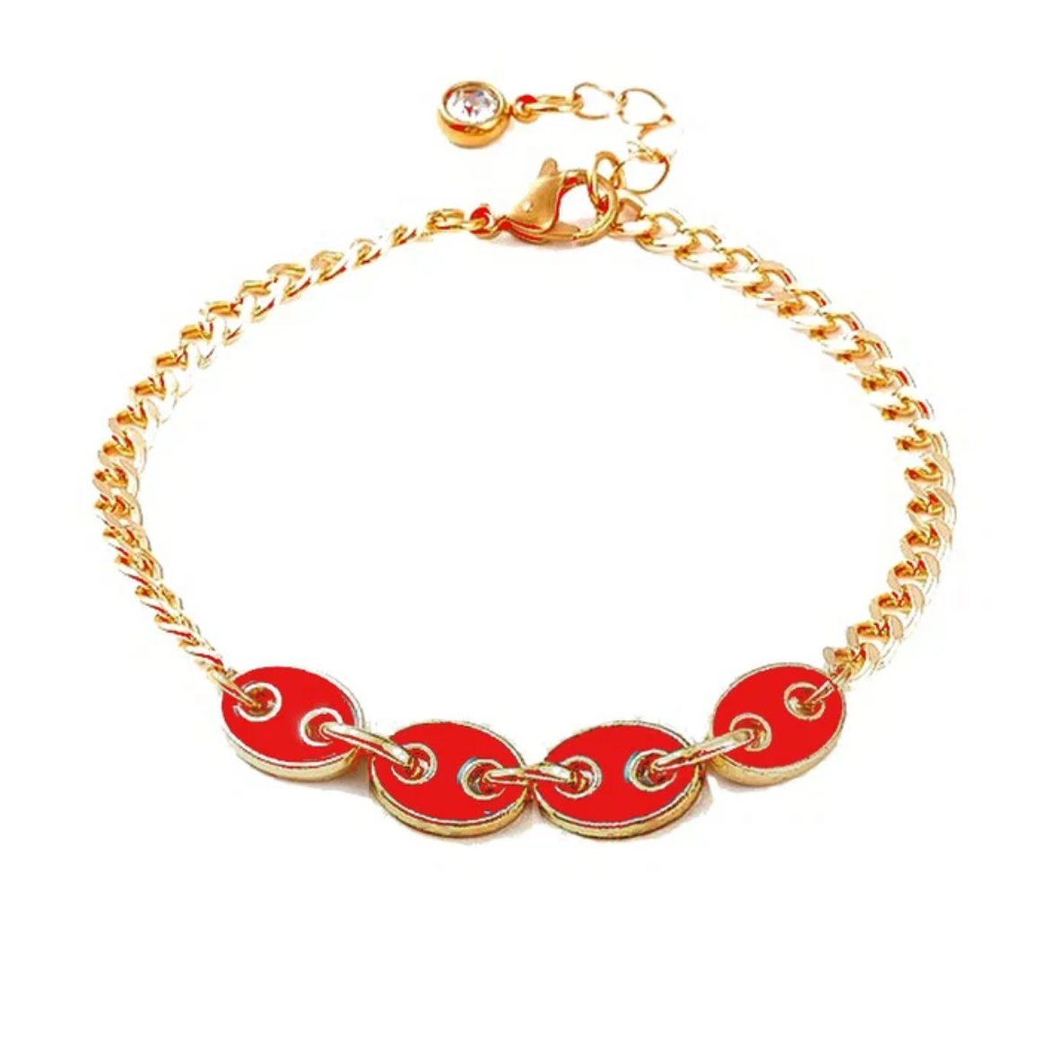 Bracelet Grain de Café Émail – Chaîne plaqué or