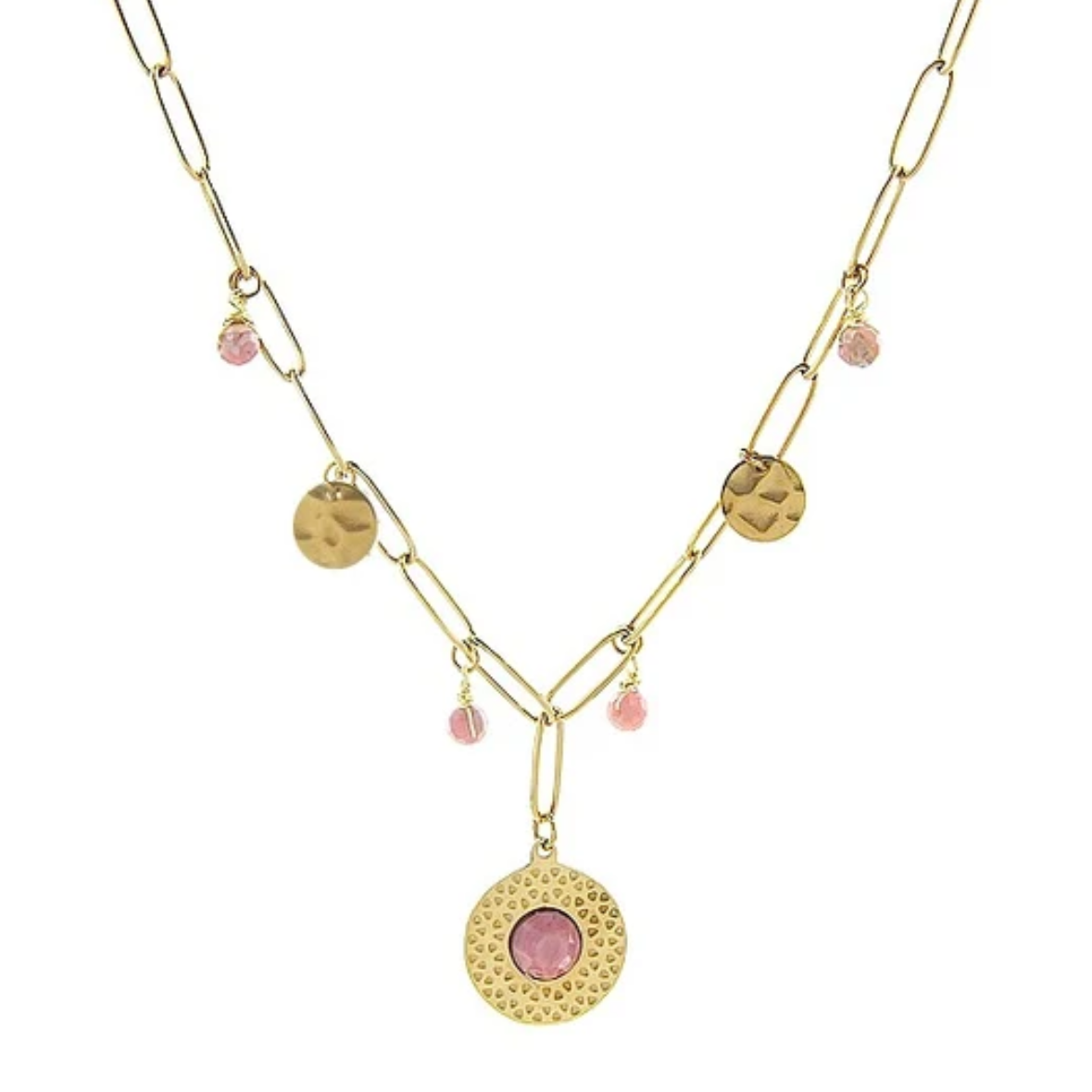 Collier Rhodonite – Pierre Naturelle & Breloques