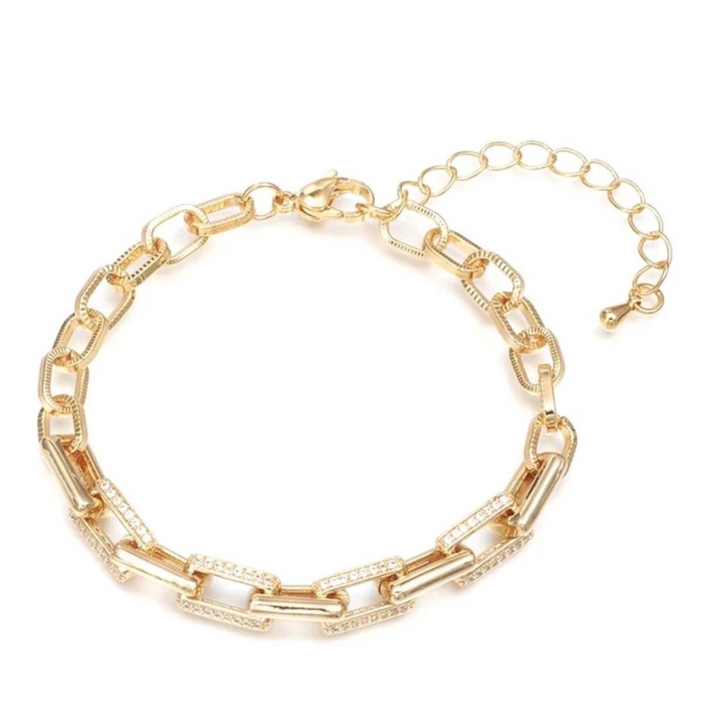Bracelet souple diamant trombone plaqué