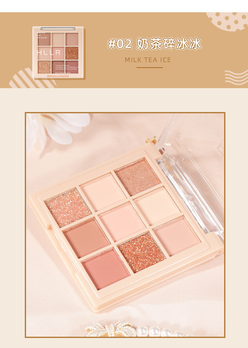 Palette Fard à Paupières 9 Couleurs Paillettes Nacré Débutant Maquillage Yeux Palette Cosmétique Make Up