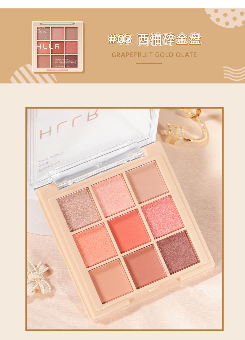 Palette Fard à Paupières 9 Couleurs Paillettes Nacré Débutant Maquillage Yeux Palette Cosmétique Make Up