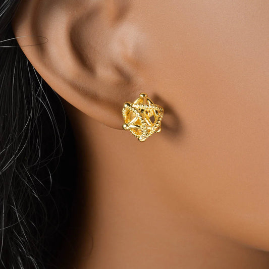 Boucles d'Oreilles Plaqué Or Luxe Dubai - Femme Mariage