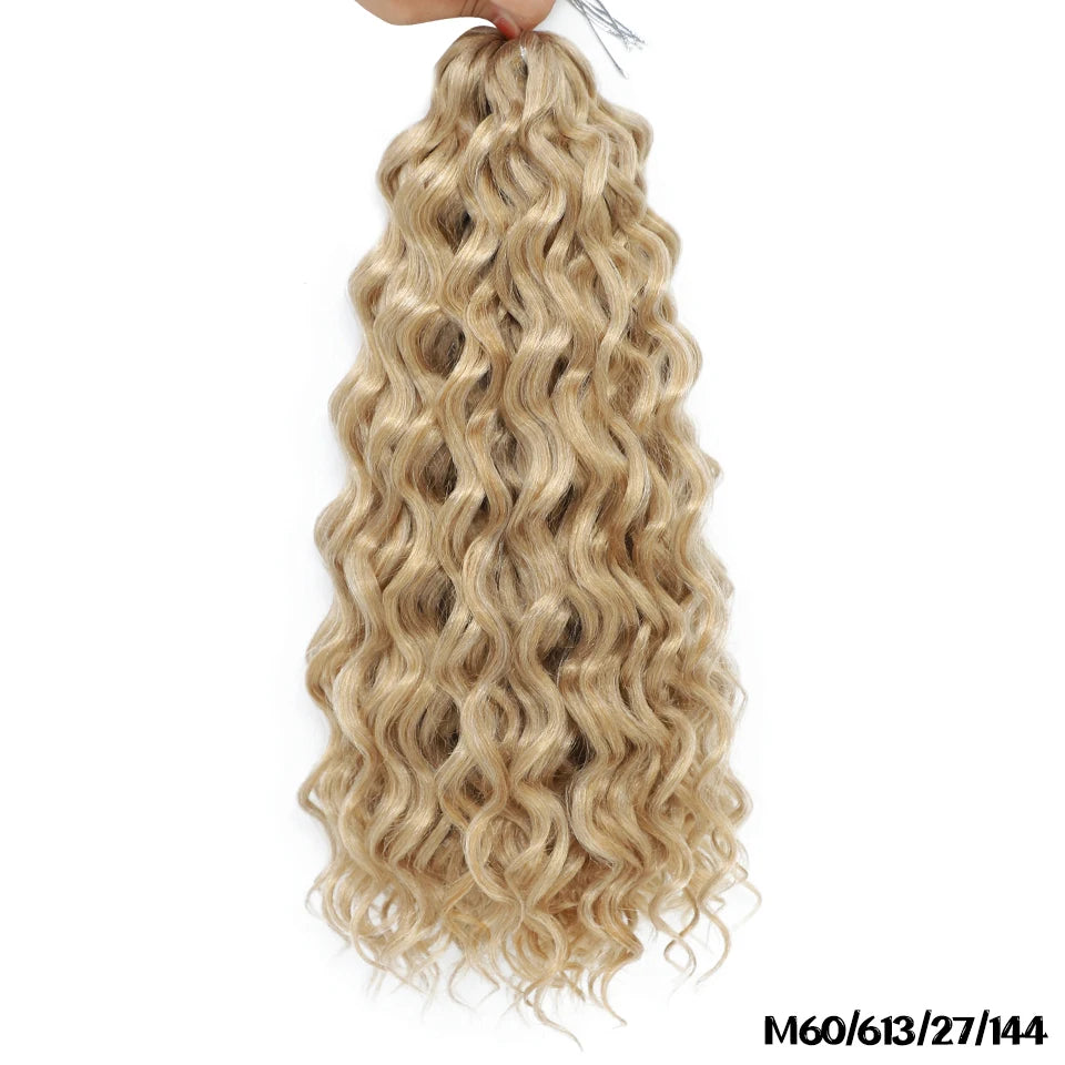 Extension Tresses Hawaii Curly Ocean Wave - Mèches Crochet Synthétiques Afro Bouclées Ombré Rose Water Wave