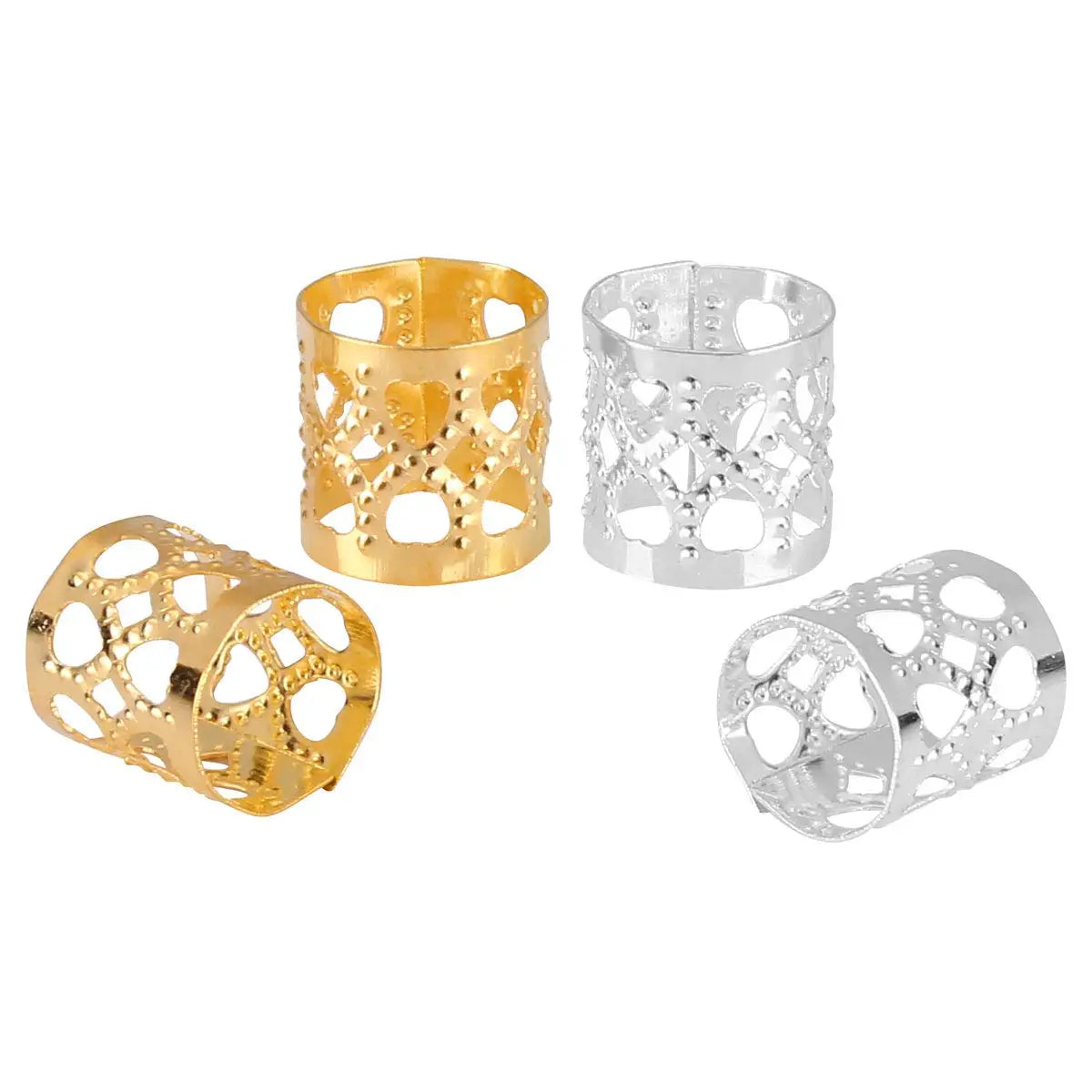 Anneaux Clips Dreadlocks Or Argent Multicolore - Perles Tresses Ajustables Bijoux Cheveux Ornements Accessoires Coiffure