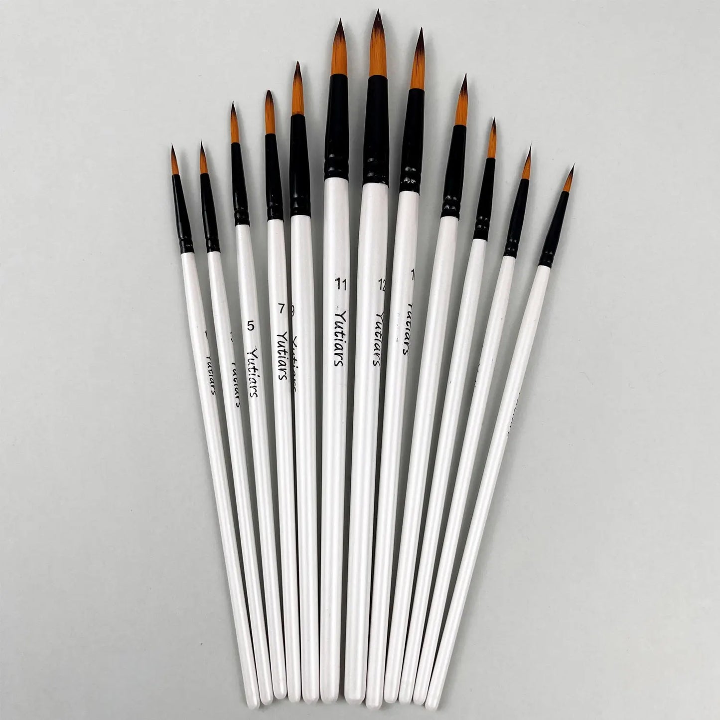 Set 12 Pinceaux Peinture Acrylique Professionnel Artiste Aquarelle Huile Visage Corps Nail Art Craft