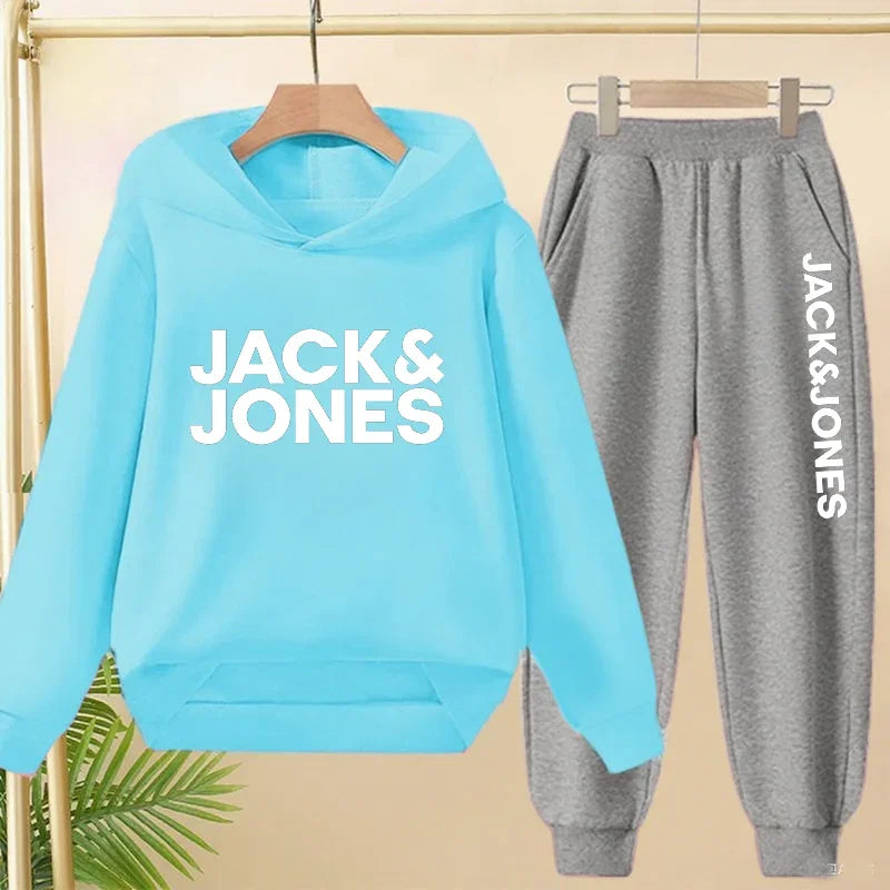 Ensemble Survêtement Enfant 3-13 Ans - Sweat à Capuche & Pantalon Imprimé Lettres 2026