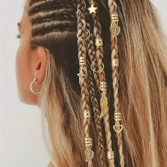 Lot de 45 Anneaux pour Tresses en Alliage - Bijoux Cheveux Dreadlocks Style Hippie pour Tresses Femmes et Filles