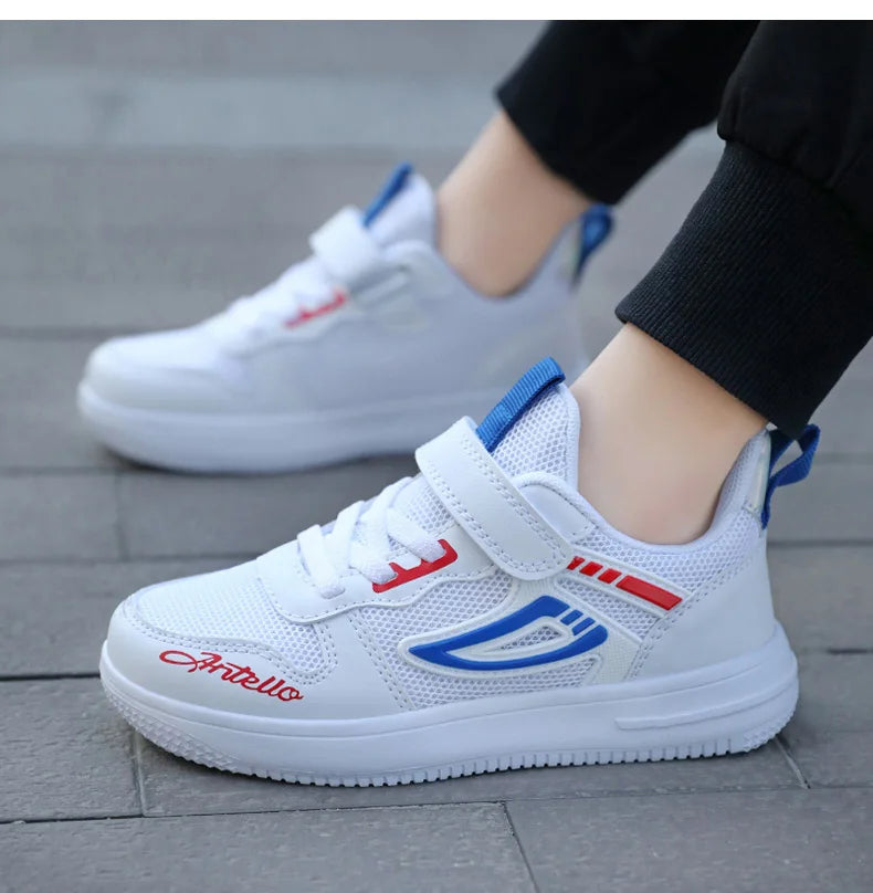 Baskets Enfant Blanches Mesh - Chaussures Sport Mode Respirantes Garçon Fille Printemps Été