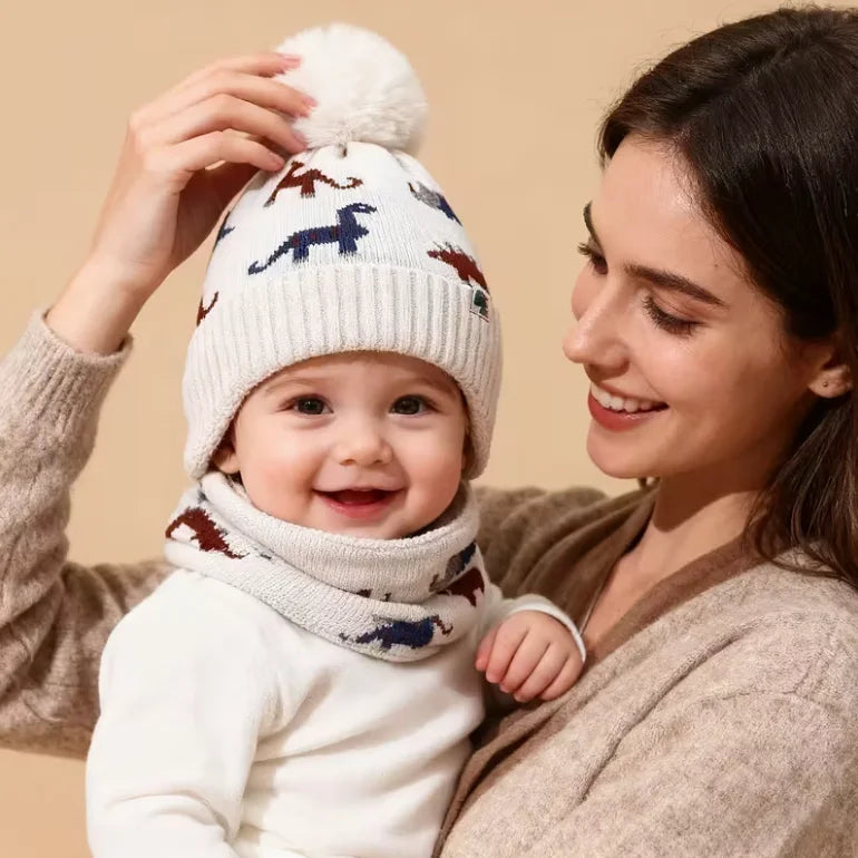 Ensemble 2 Pièces Bonnet et Écharpe Chaud pour Bébé - Hiver Automne Garçon Fille