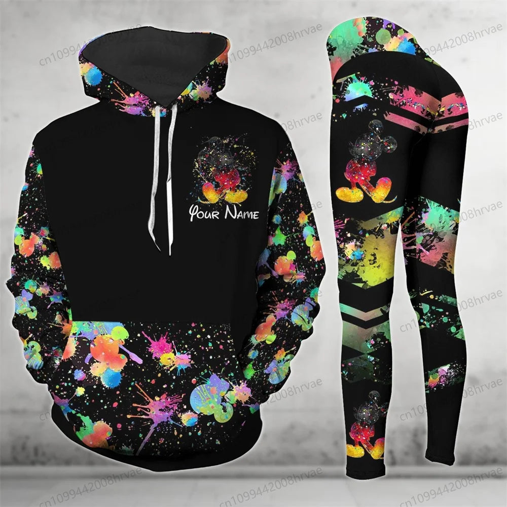 Ensemble Minnie Mouse Femme - Sweat à Capuche + Legging Yoga Disney Streetwear
