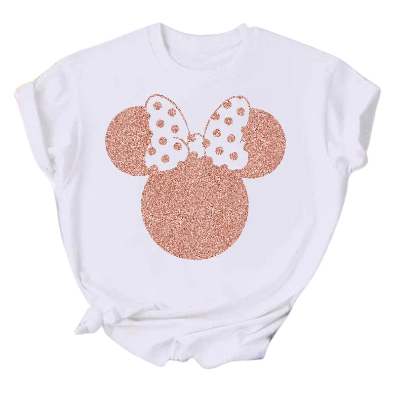 T-Shirt Disney Mickey Minnie Léopard - Femme Homme Enfant - Manches Courtes Casual