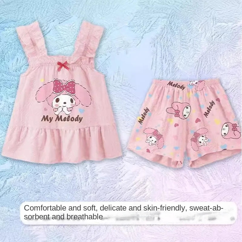 Ensemble Pyjama Enfant Kuromi Cinnamoroll - Set Cartoon Manches Courtes Été