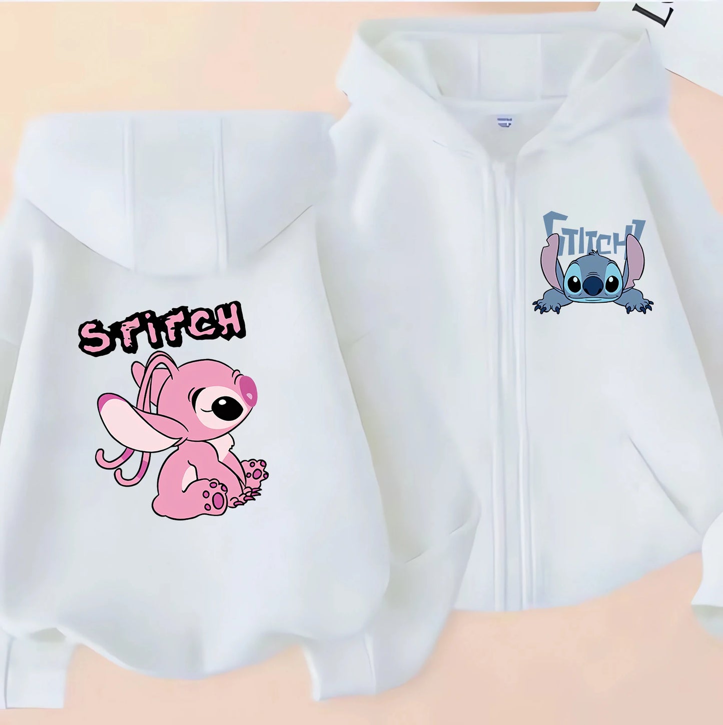 Sweat à Capuche Zippé Enfant Stitch Disney - Veste Hoodie Lilo & Stitch Casual Garçon Fille