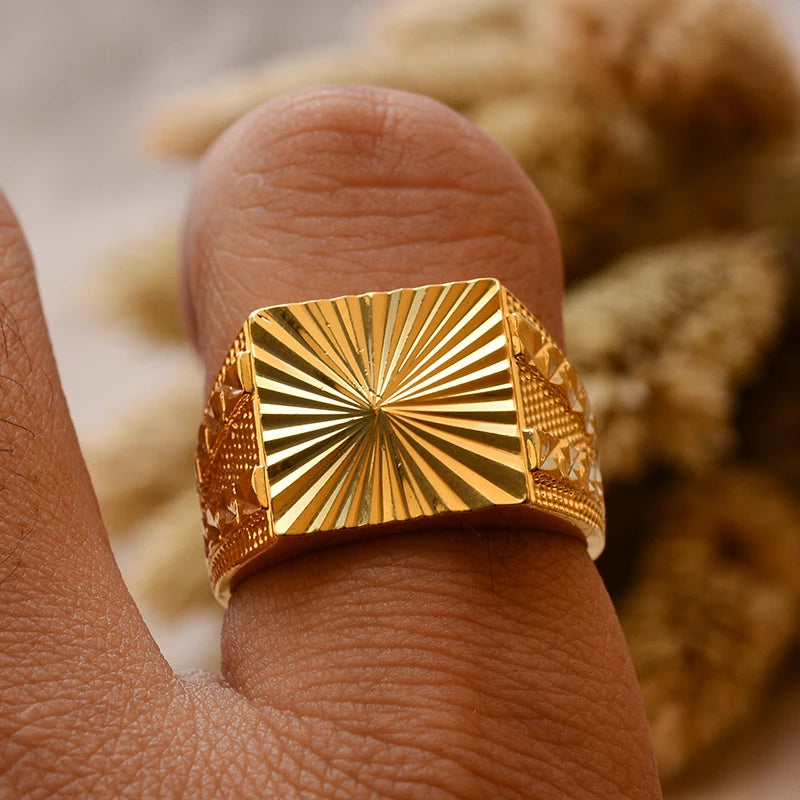 Bague Homme Couleur Or - Style Dubai Moyen-Orient