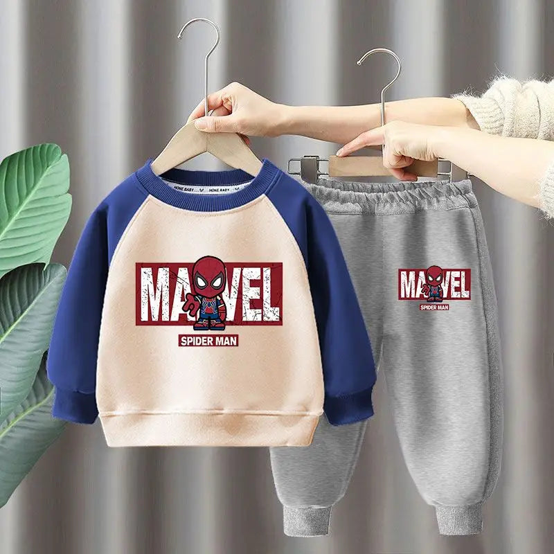 Ensemble Enfant Marvel 2026 - Sweat Manches Longues & Pantalon Cartoon 2 Pièces Garçon Fille