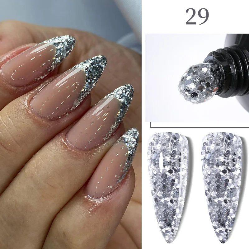 Gel Extension Ongles Paillettes LILYCUTE 15ml - Vernis Semi-Permanent UV Construction Nail Art