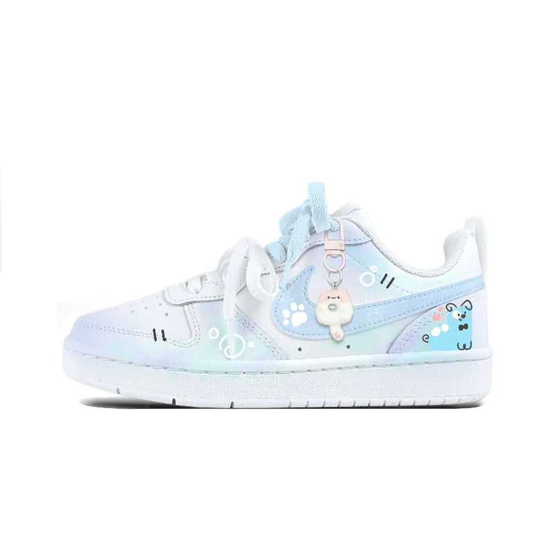 Sneakers Nike Court Borough Custom « Twin Sweet Dreams » – Style Preppy Mignon Femme