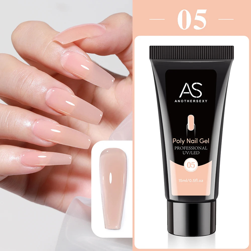 Gel Extension Ongles 15ml Poly Gel Acrylique UV LED Construction Rapide Modèle Cristal Sans Douleur Vernis Colle