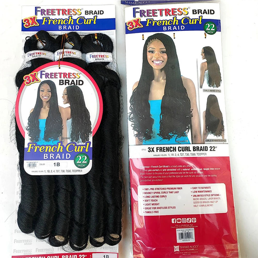 Extension Tresses French Curly 22 Pouces - Mèches Synthétiques Ondulées Loose Weave 3 Paquets