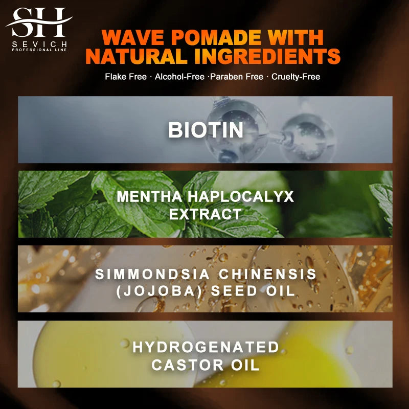 Pommade Anti-Chute Cheveux Homme - Cire Coiffante Nourrissante Boucles Fixation Forte 360 Waves Style Couches Gel Edge Control