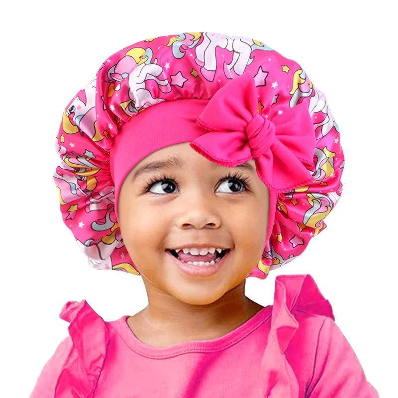 Bonnet Licorne Enfant Coloré - Chapeau Sommeil Élastique Ruban Bébé