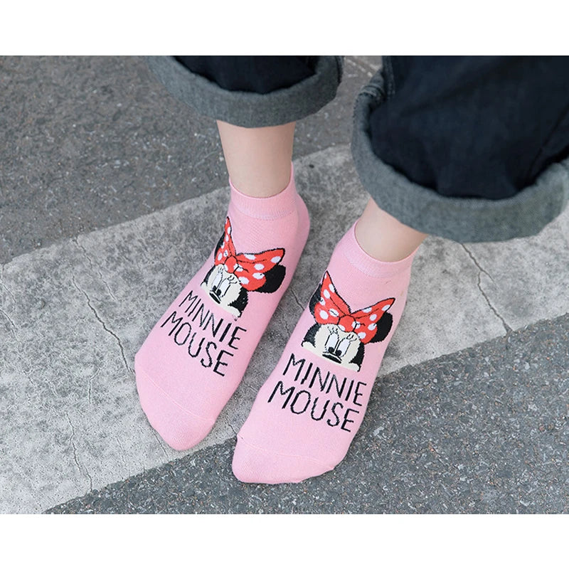 Lot Chaussettes Disney Femme - Socquettes Coton Mickey Minnie Donald Duck Printemps Été