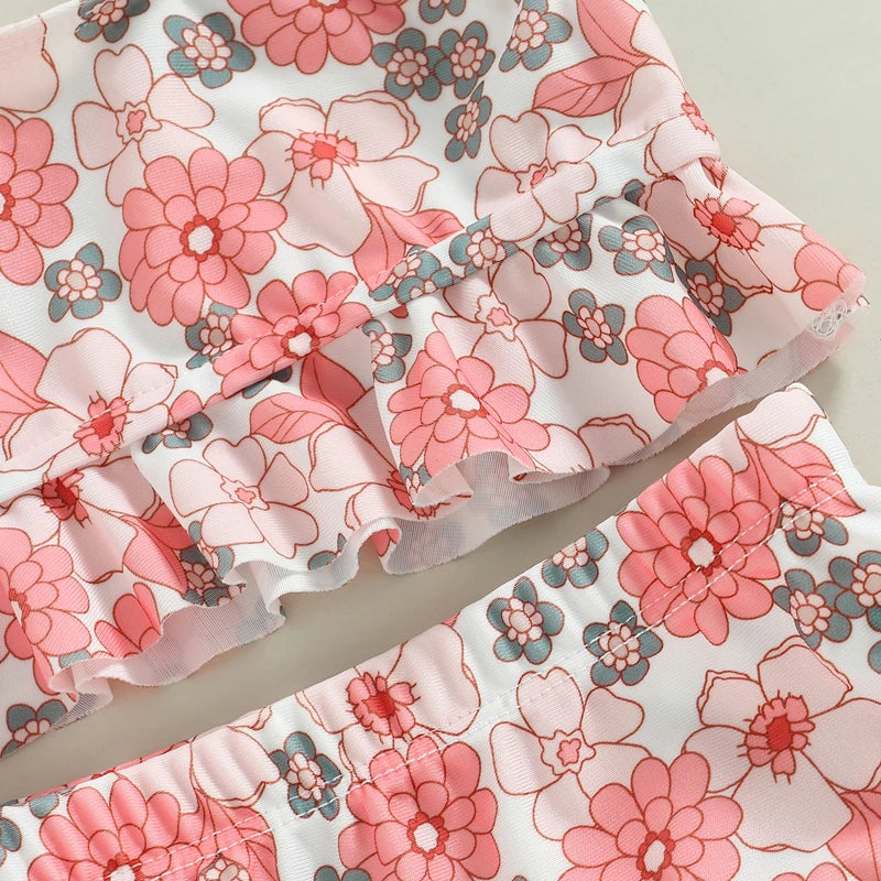 Maillot de Bain Bikini Bébé Fille Imprimé Floral - Ensemble 2 Pièces Halter Été