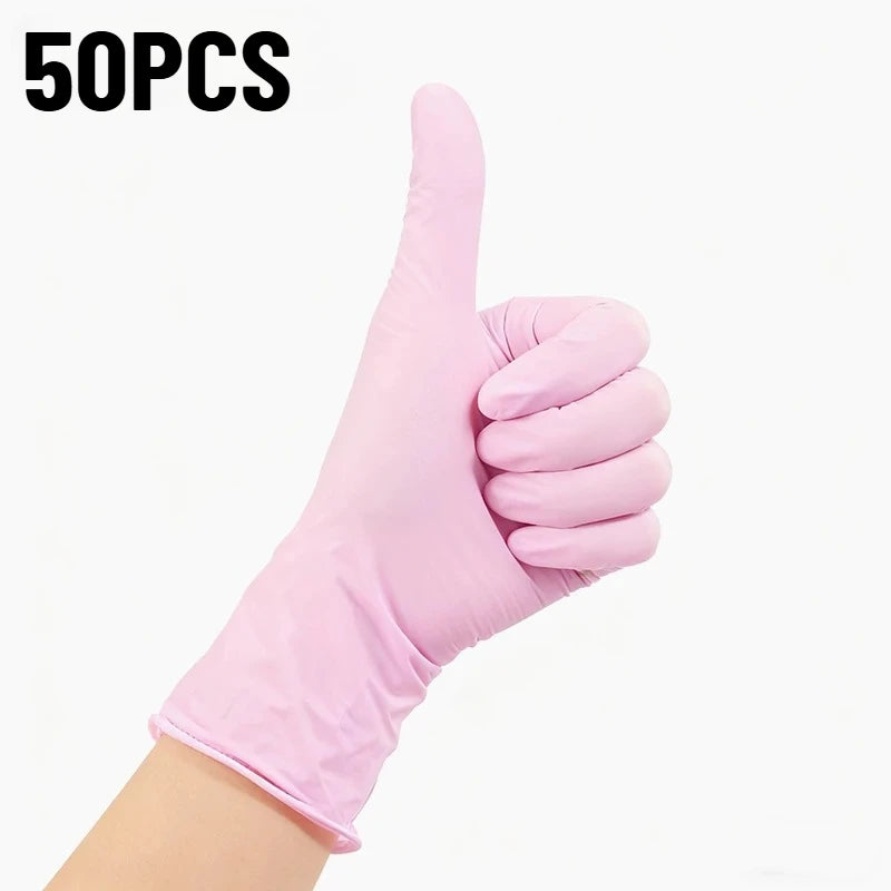 Lot 20/50/100pcs Gants Nitrile Jetables Rose Clair - multiple
