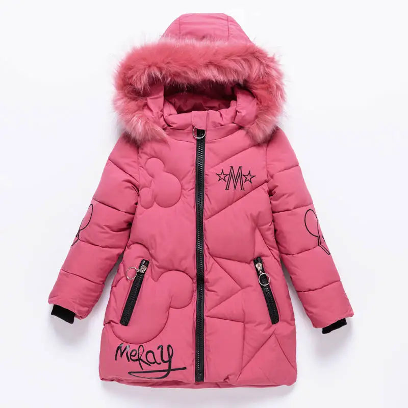 Manteau Hiver Fille 3-10 ans - Parka Chaude Capuche Fourrure Imperméable