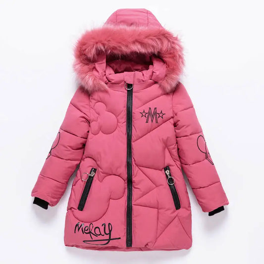 Manteau Hiver Fille 3-10 ans - Parka Chaude Capuche Fourrure Imperméable