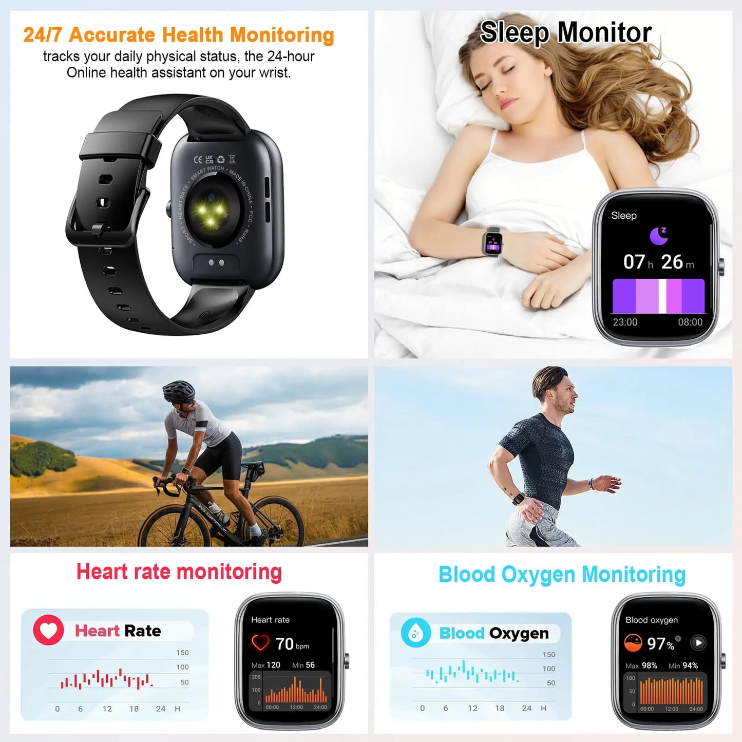 Montre Connectée 1.91" Appels Bluetooth - Smartwatch Étanche IP68 Fitness Tracker 110+ Sports