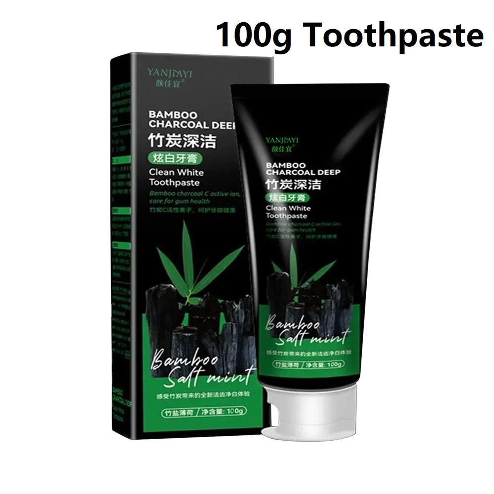 Dentifrice Charbon Bambou Blanchissant - Carbone Activé Élimine Taches Jaunes Haleine Fraîche Soin Dentaire