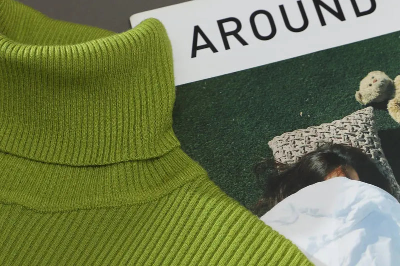 Pull Col Roulé Femme Automne Hiver 2024 - Cachemire Tricoté Doux Basique