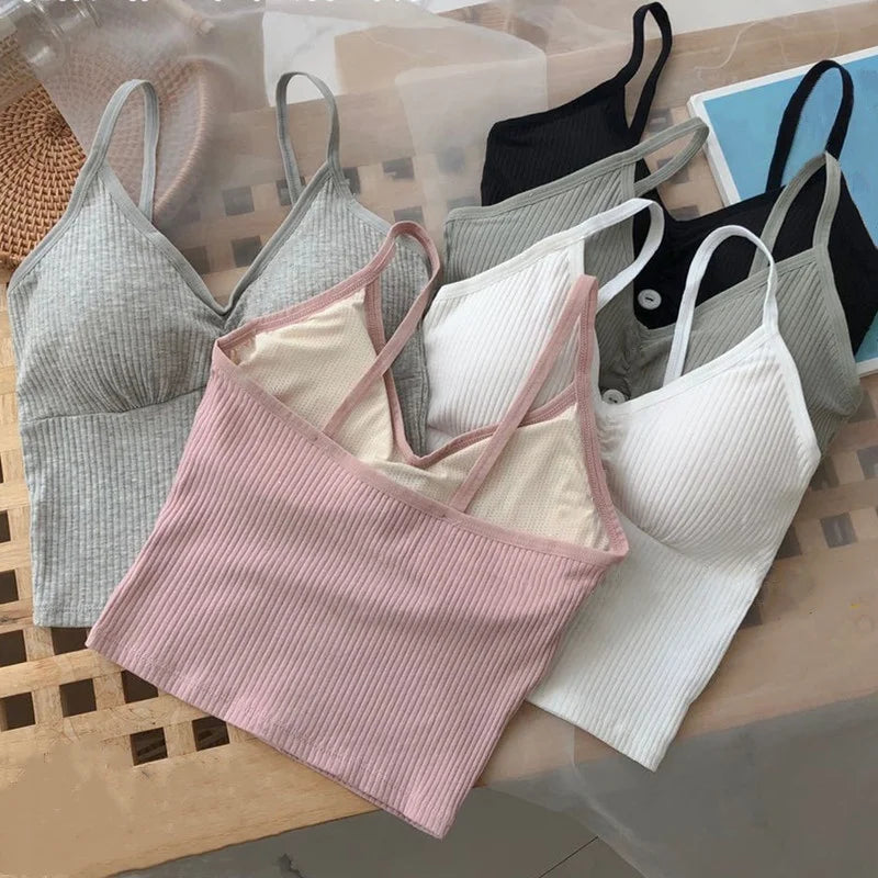 Débardeur Tricot Femme Crop Top Bretelles