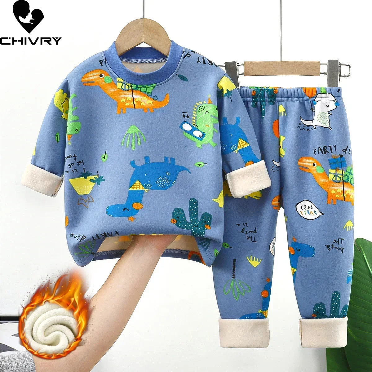 Pyjama Enfant Cartoon Automne Hiver - Ensemble 2 Pièces Épais & Chaud Col Rond