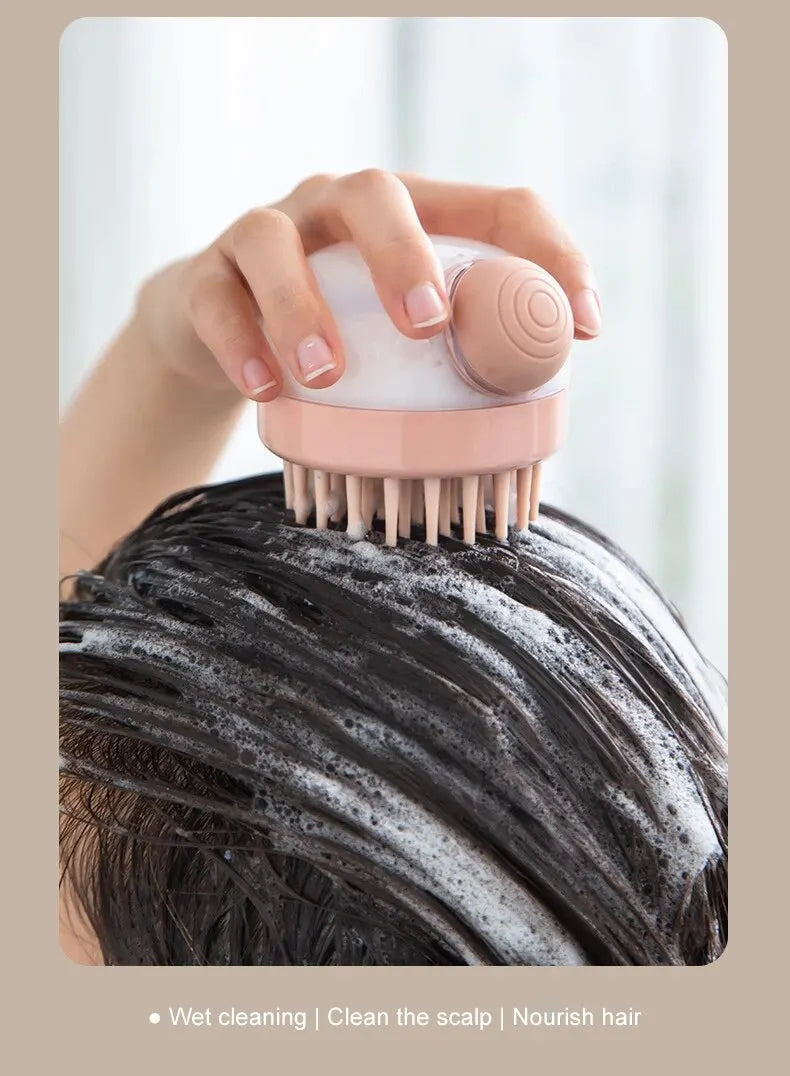 Brosse Shampoing Massage Cuir Chevelu - Distributeur Liquide Multifonction Bain Animaux Corps