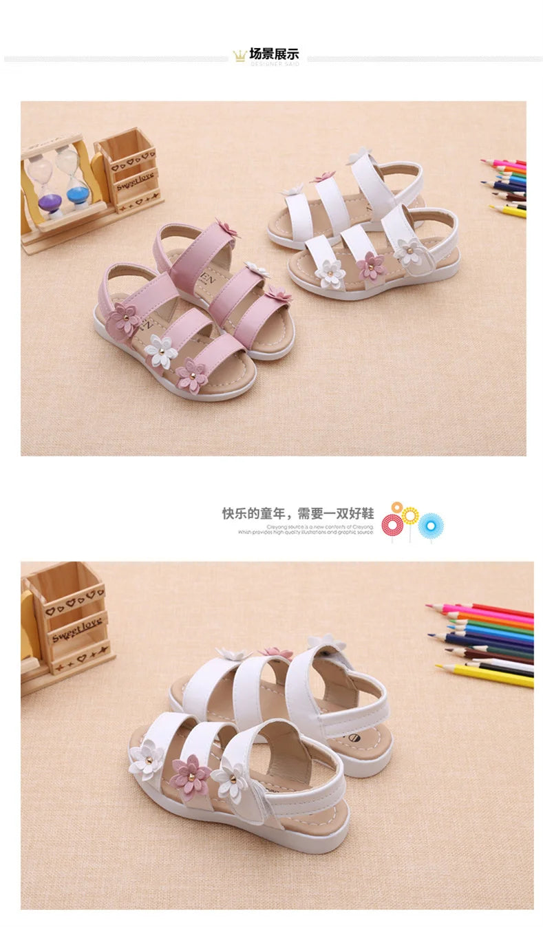 Sandales Fille Été Fleurs Douces - Chaussures Plage Princesse Mode Enfant Anniversaire