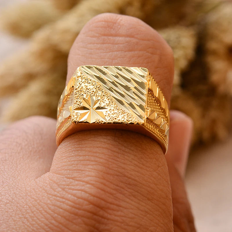 Bague Homme Couleur Or - Style Dubai Moyen-Orient